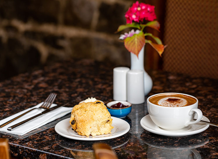 Freshly baked Scone and Coffee Home café